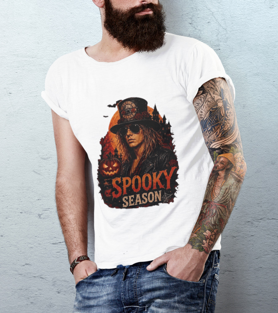 Spooky Season Buns N' Roses Halloween Pumpkin Slash T-Shirt