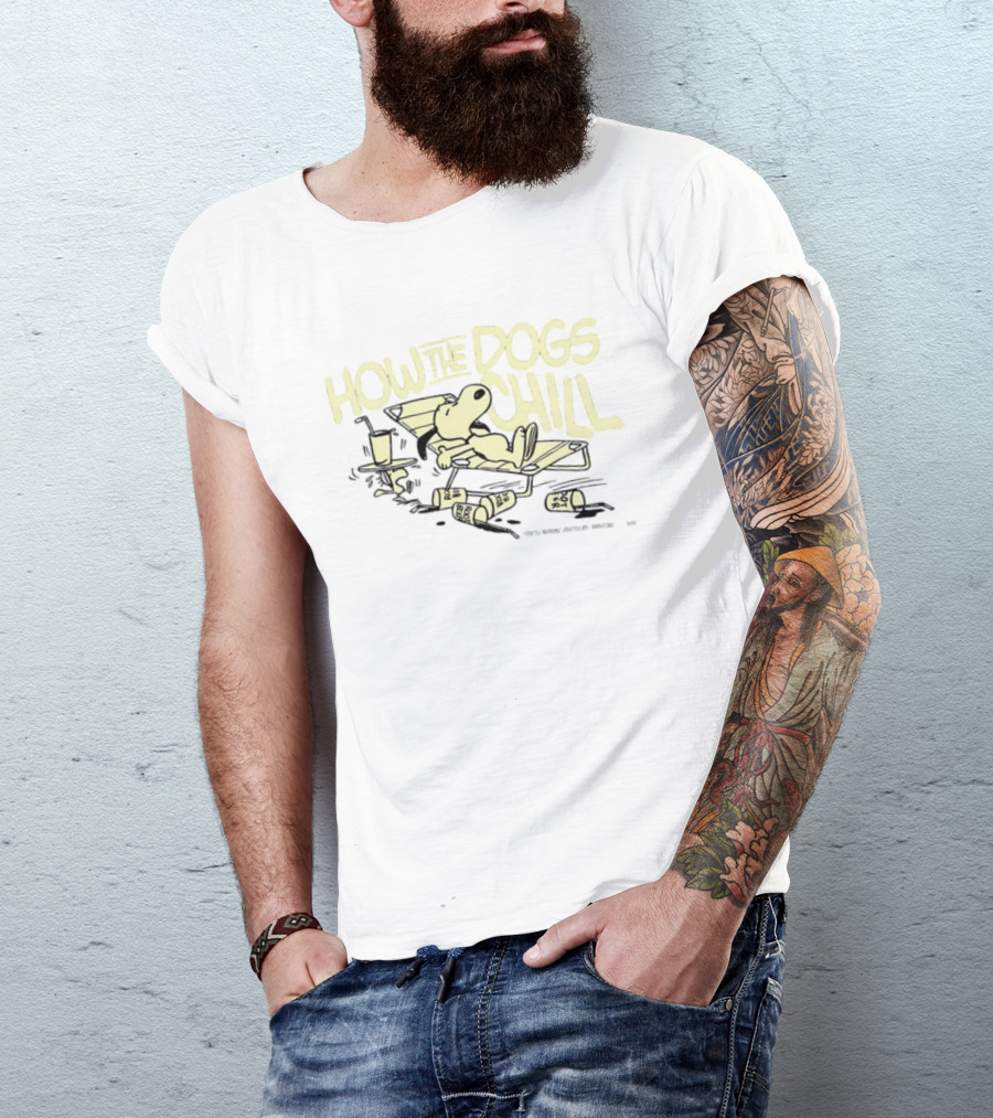 Snoopy Woodstock Peanuts How The Dogs Chill Root Beer Relaxation T-Shirt