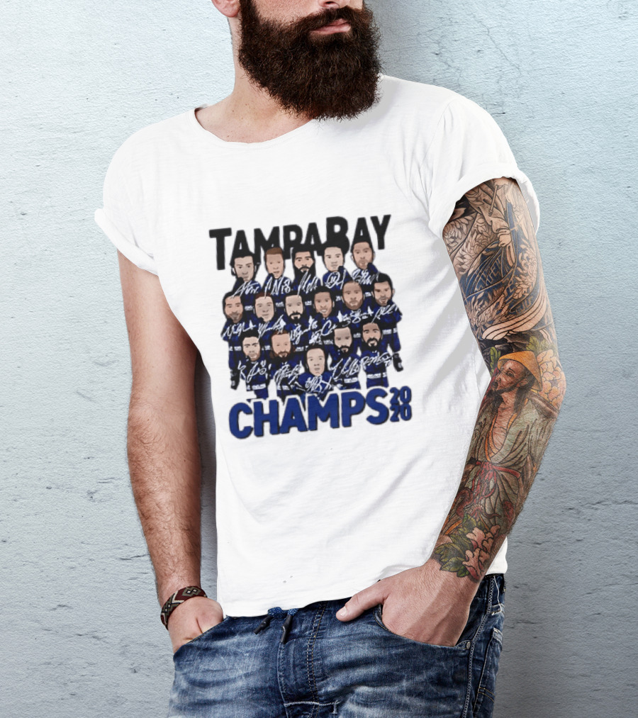 Tampa Bay Champs 2020 Hockey Team Players Signatures T-Shirt