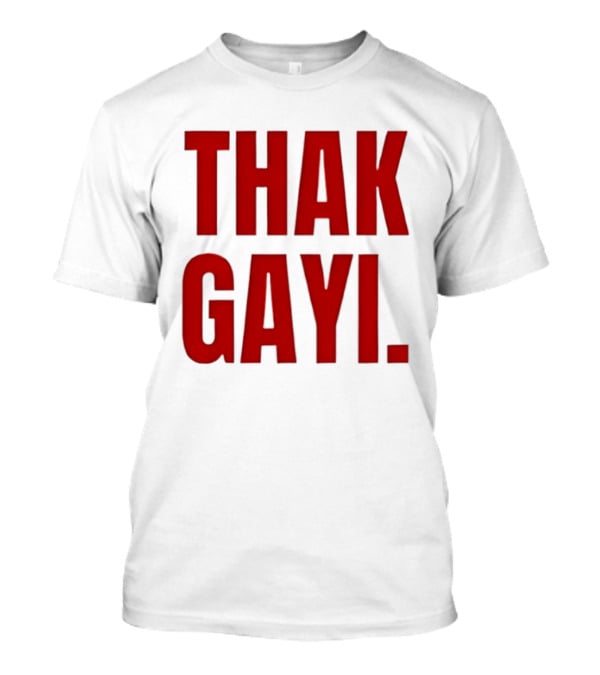 Thak Gayi Hindi Tired Exhausted Text Bold Red T-Shirt