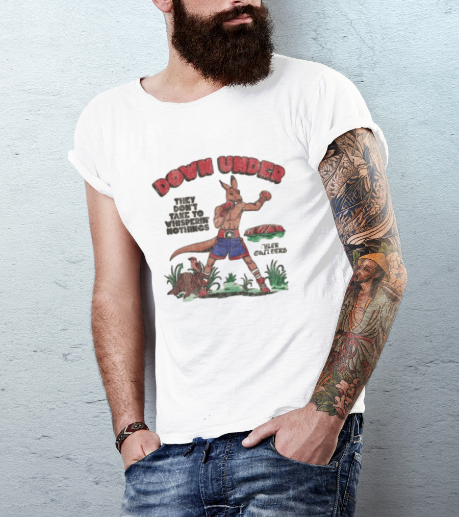 Down Under They Don't Take To Whisperin Nothings Boxing Kangaroo T-Shirt