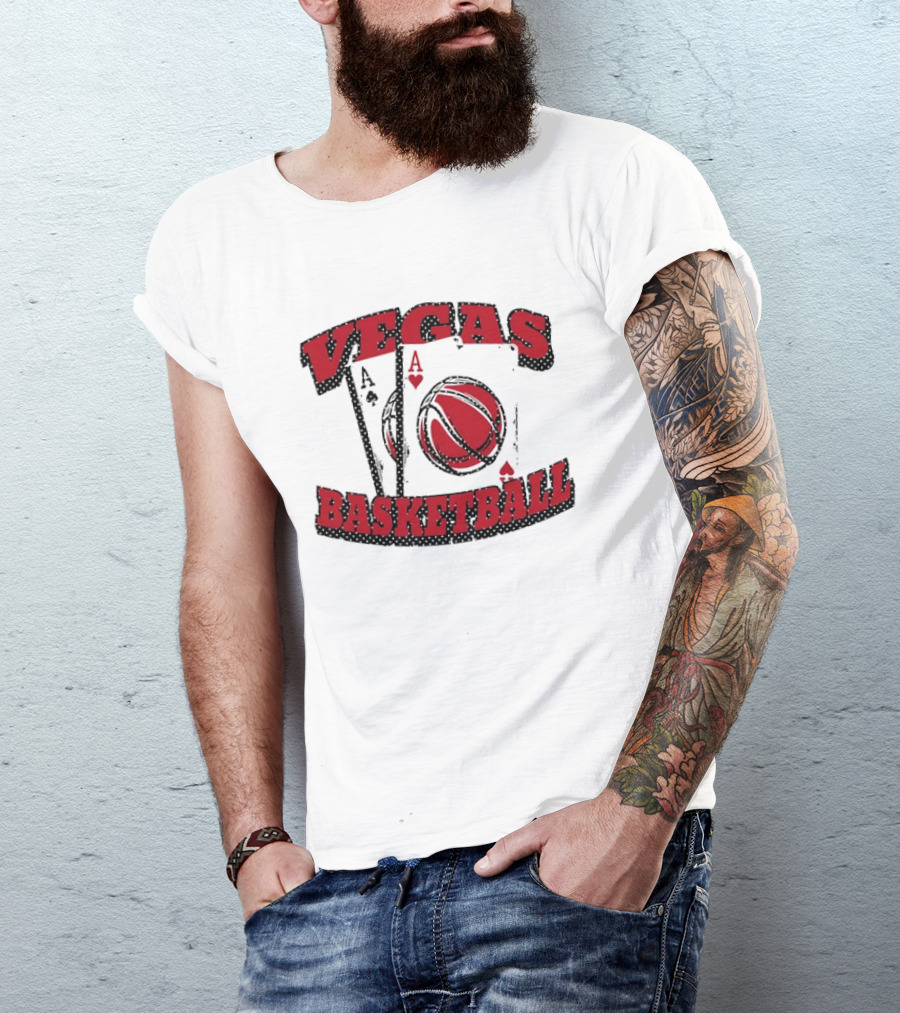 Vegas Basketball Poker Aces Playing Cards Red T-Shirt