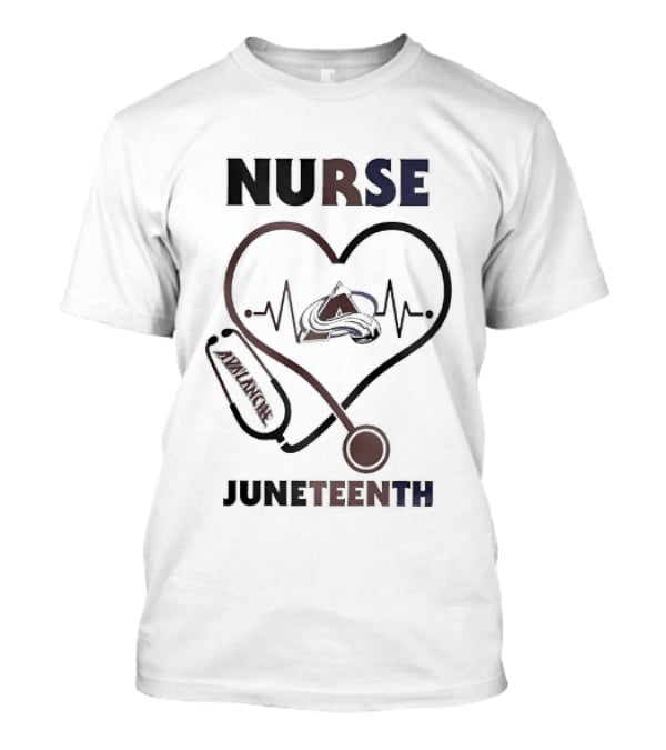Nurse Heart Stethoscope Colorado Avalanche Juneteenth T-Shirt