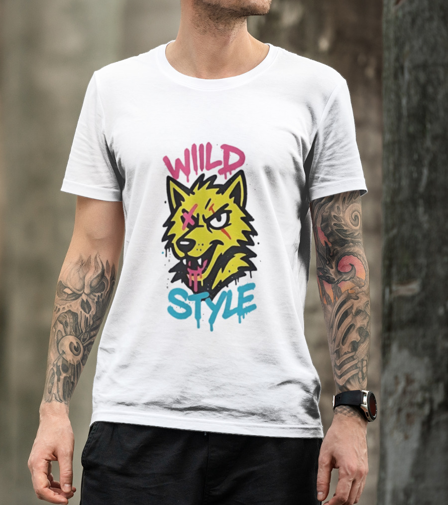 Wild Wolf Wild Style Graffiti Art Urban Streetwear T-Shirt