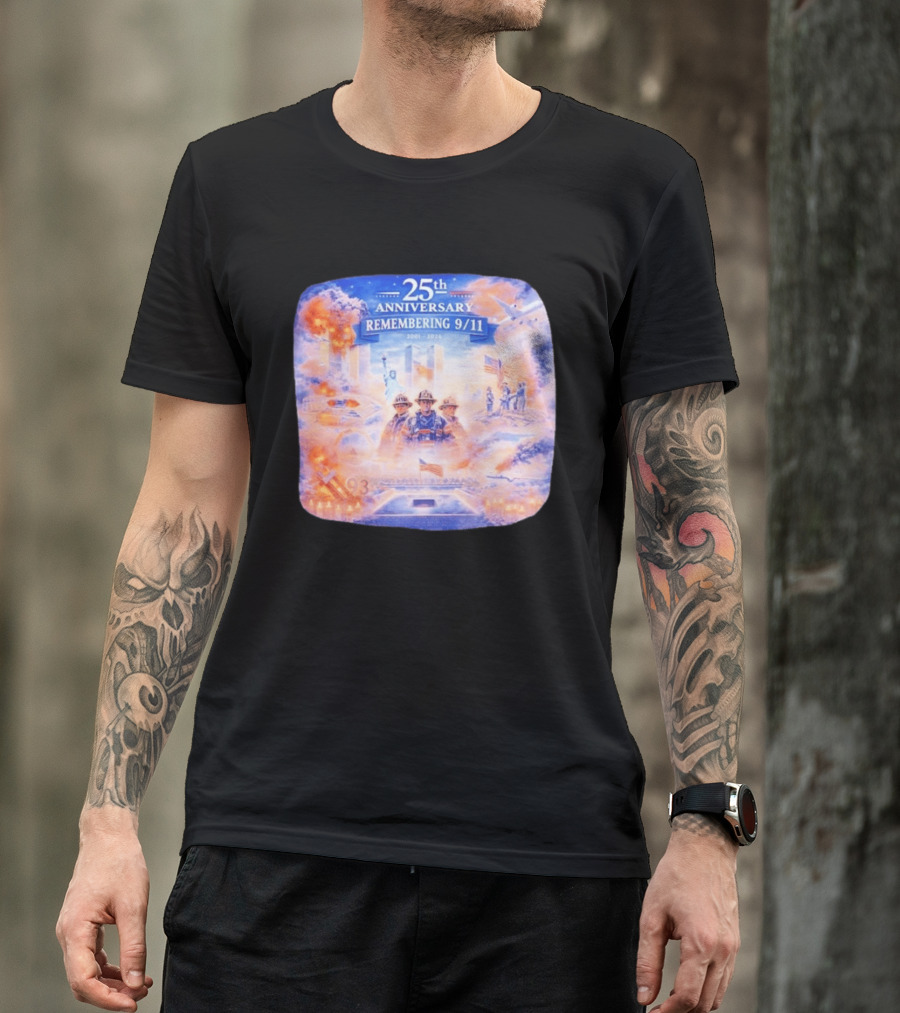 25th Anniversary Remembering 9/11 Memorial 2001 2026 Never Forget America T-Shirt