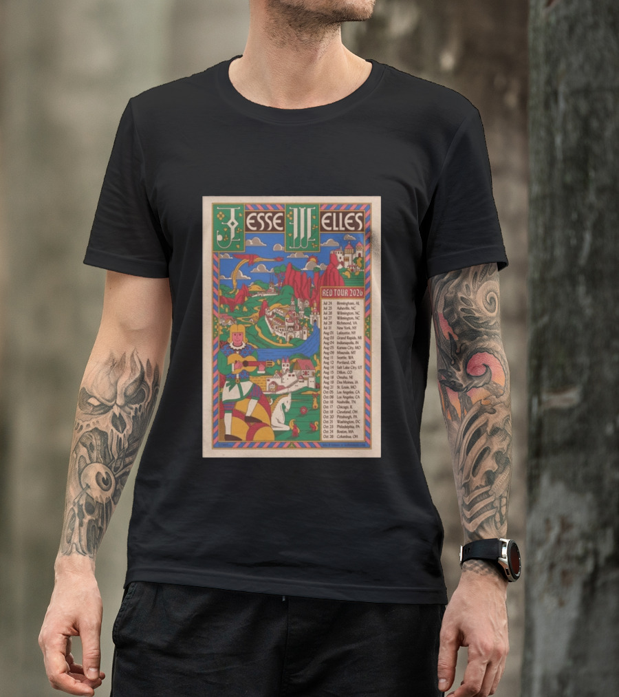 Jesse Welles Red Tour 2026 Cities And Dates T-Shirt