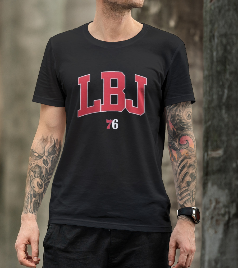 LBJ 76ers Red And White Text Combination T-Shirt