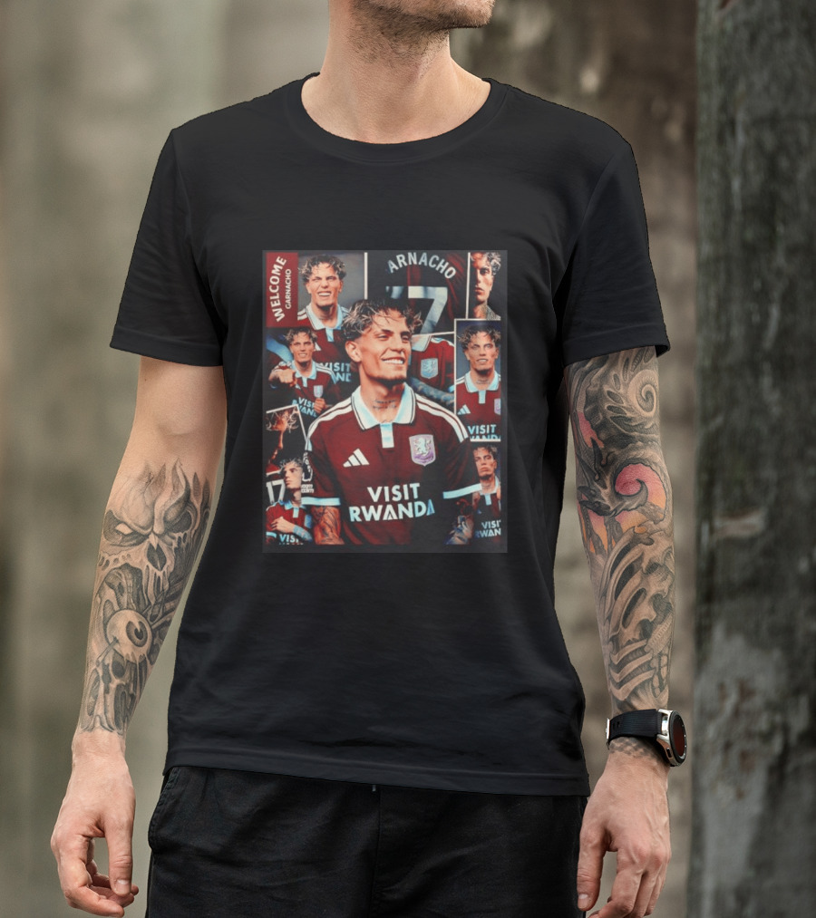Visit Rwanda Garnacho Welcome Aston Villa 17 Collage T-Shirt
