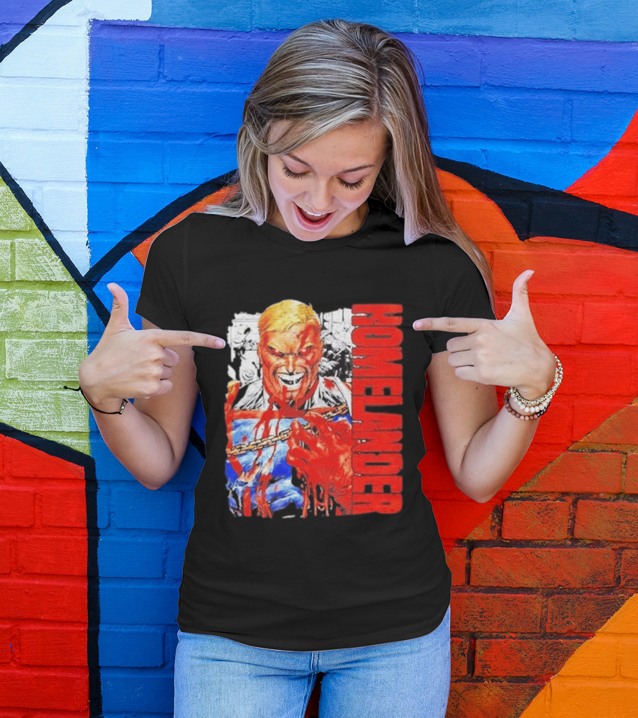 Homelander The Boys Superhero Cartoon Blood Splattered Image T-Shirt