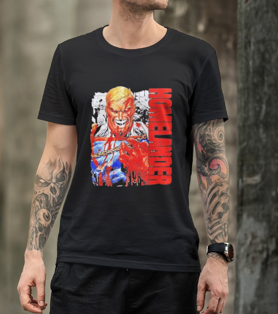 Homelander The Boys Superhero Cartoon Blood Splattered Image T-Shirt