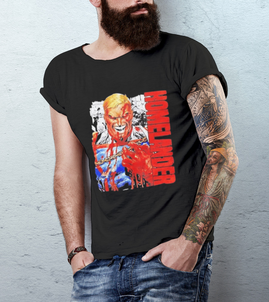 Homelander The Boys Superhero Cartoon Blood Splattered Image T-Shirt