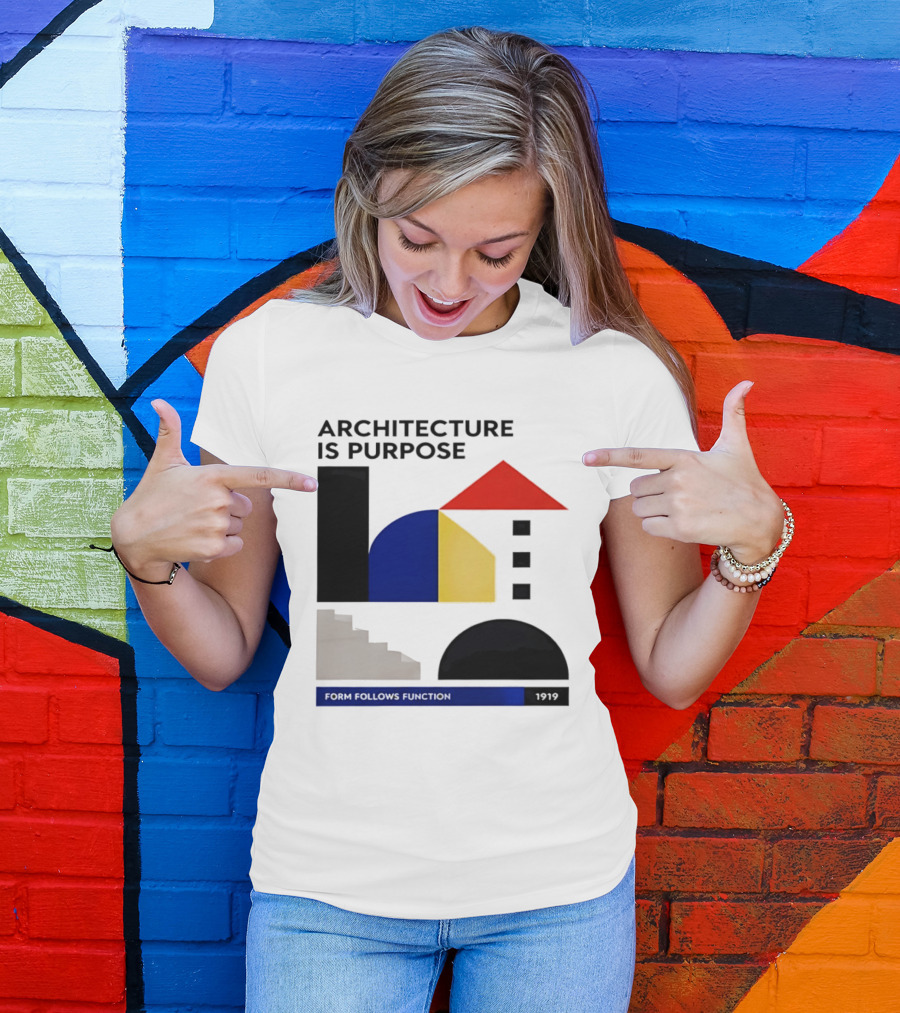 Architecture Is Purpose Form Follows Function 1919 Bauhaus Geometric Shapes T-Shirt
