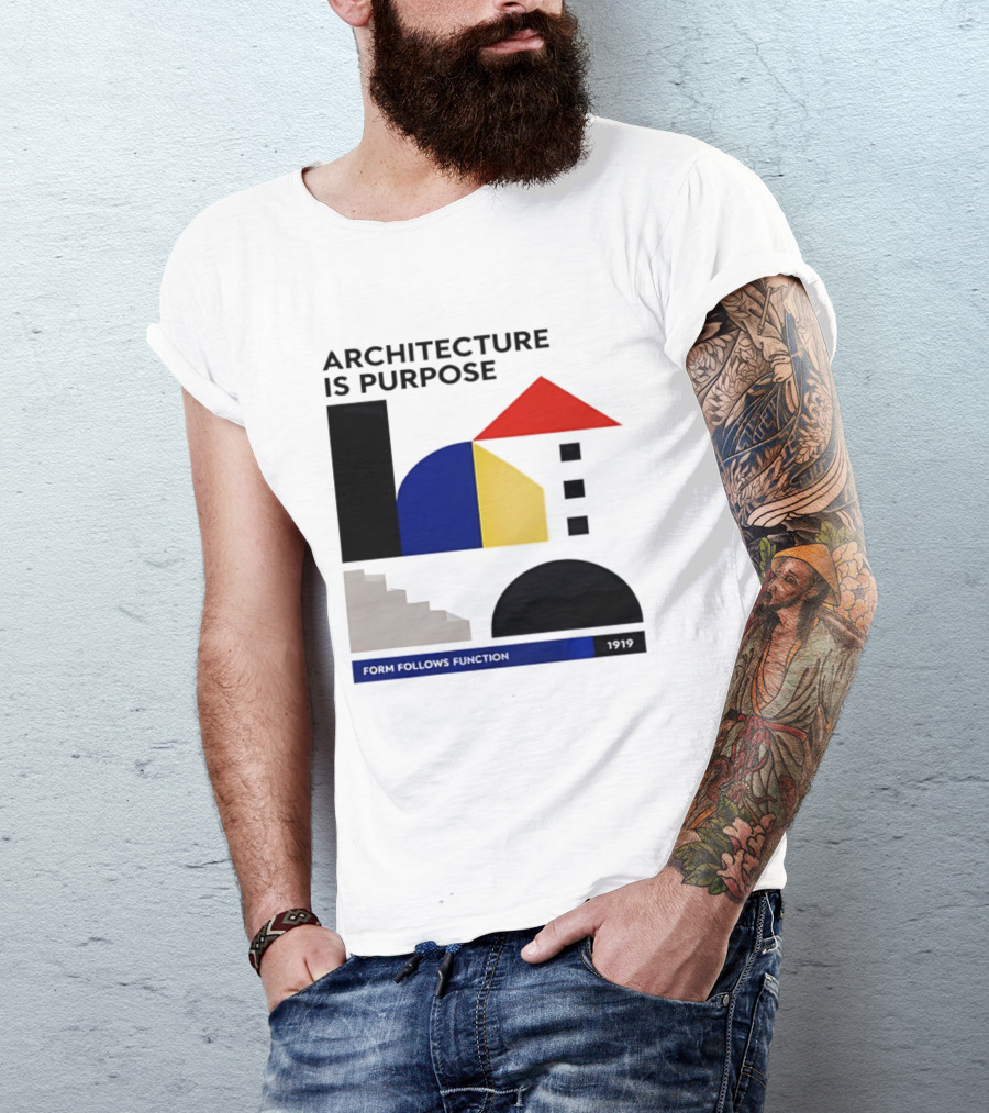 Architecture Is Purpose Form Follows Function 1919 Bauhaus Geometric Shapes T-Shirt
