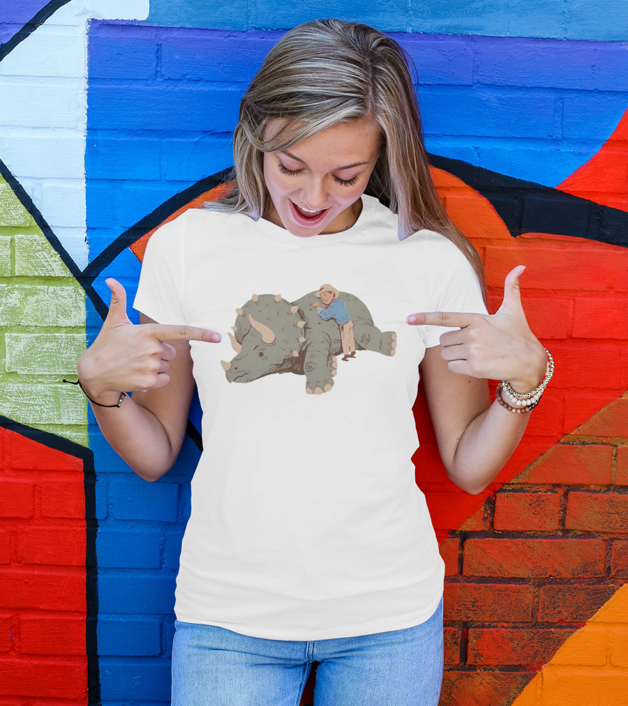 Be Kind Cowboy Embraces Friendly Triceratops Dinosaur T-Shirt