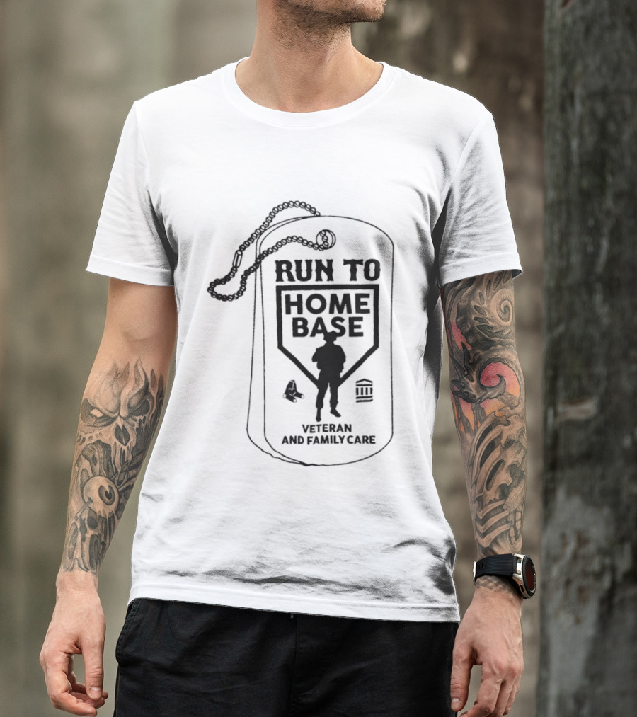 Run To Home Base Veteran And Family Care Dog Tag T-Shirt