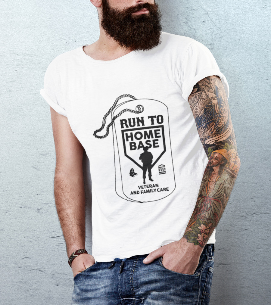 Run To Home Base Veteran And Family Care Dog Tag T-Shirt