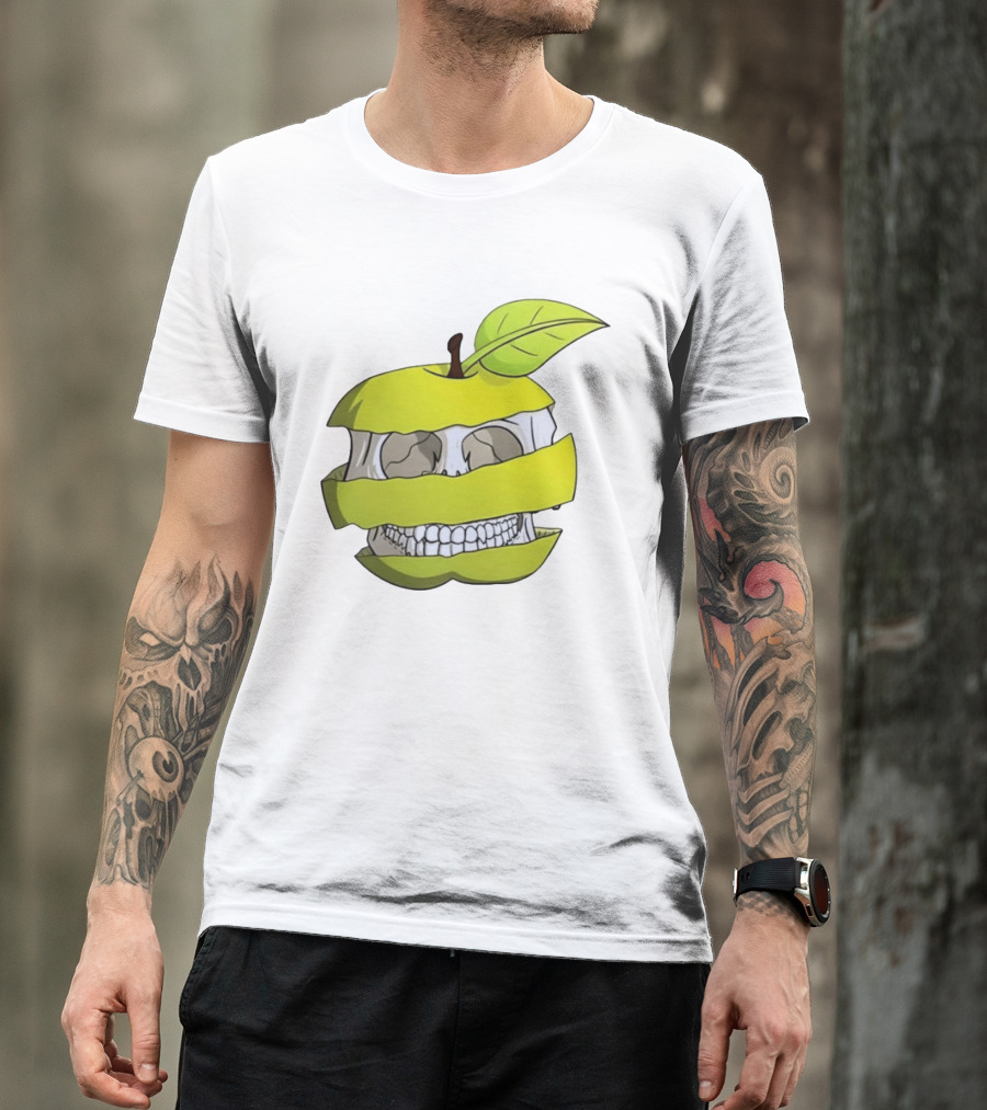 Skull Apple Forbidden Fruit Creative Slice T-Shirt