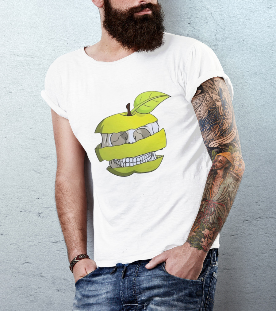 Skull Apple Forbidden Fruit Creative Slice T-Shirt