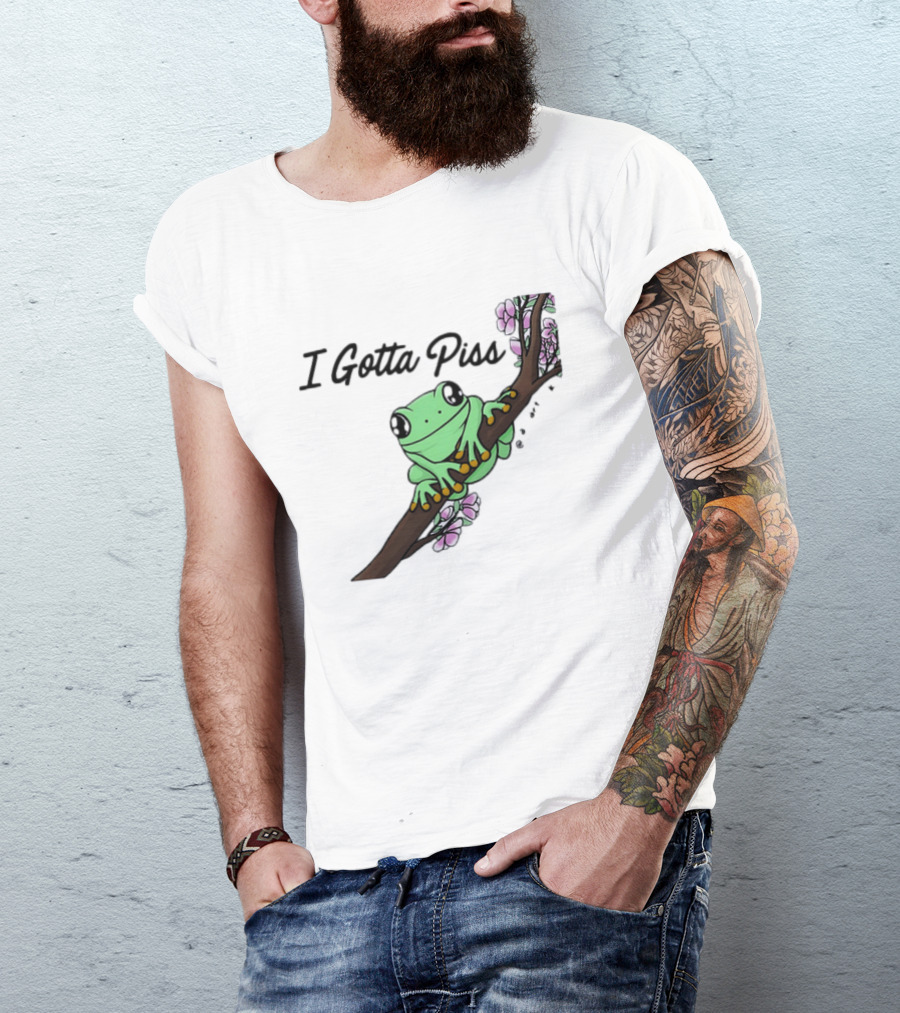 I Gotta Piss Frog On Branch With Flowers T-Shirt