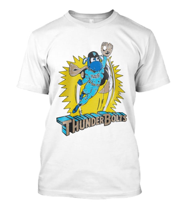 ThunderBolts Superhero Mascot Baseball Catcher T-Shirt