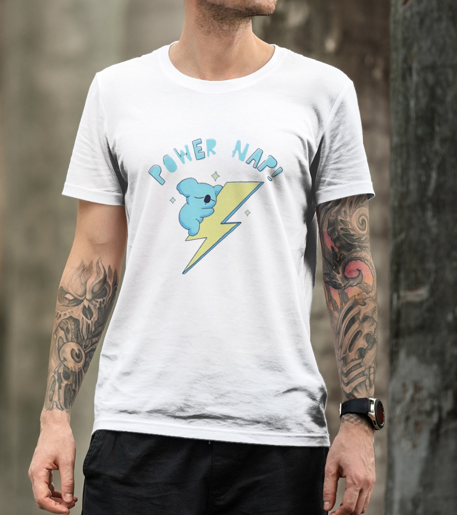 Koala Power Nap Sleeping On Lightning Bolt T-Shirt