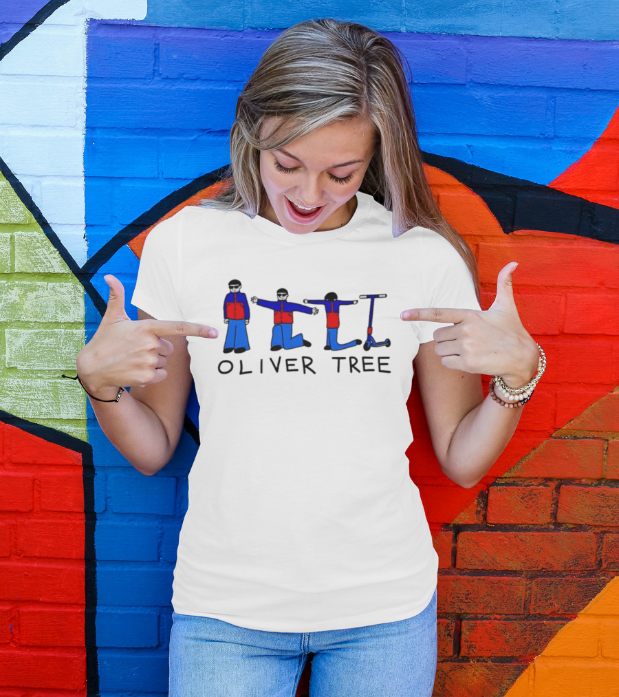 Oliver Tree Cartoon Characters With Scooter Pose T-Shirt