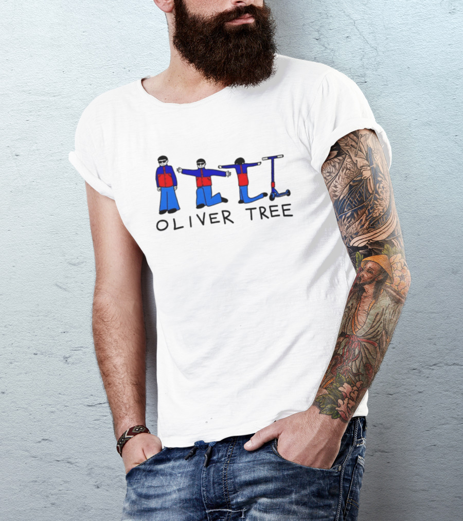 Oliver Tree Cartoon Characters With Scooter Pose T-Shirt