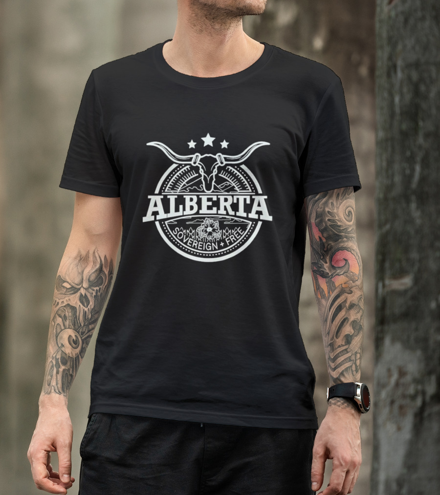 Alberta Cow Skull Sovereign Free Province T-Shirt