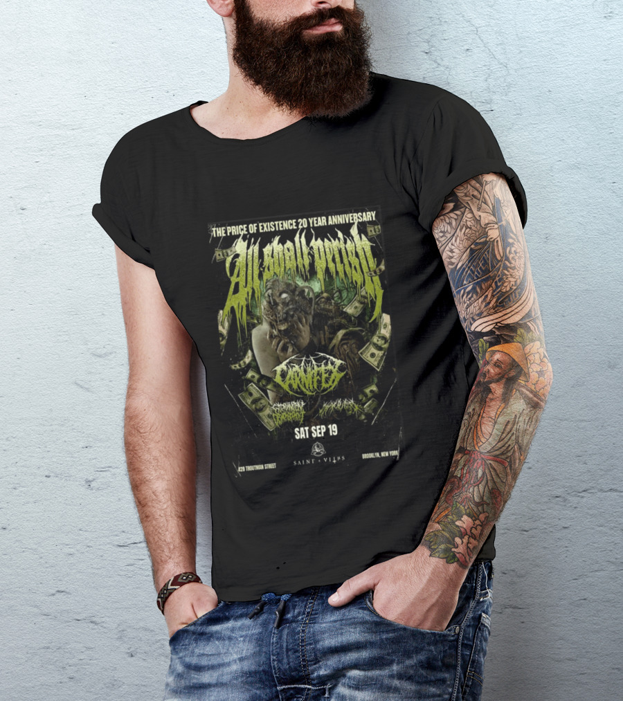The Price Of Existence 20 Year Anniversary All Shall Perish Sat Sep 19 Brooklyn Saint Vitus T-Shirt
