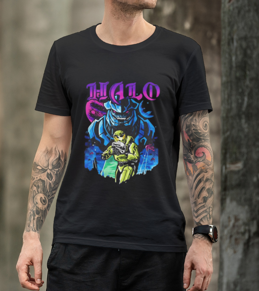 Halo Master Chief Arbiter Video Game Battle Scene T-Shirt