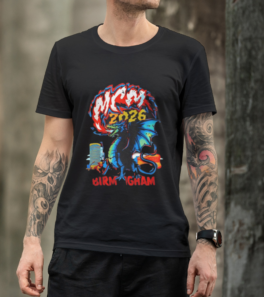 MCM 2026 Birmingham Dragon Fire Skyline Bull Event Souvenir T-Shirt