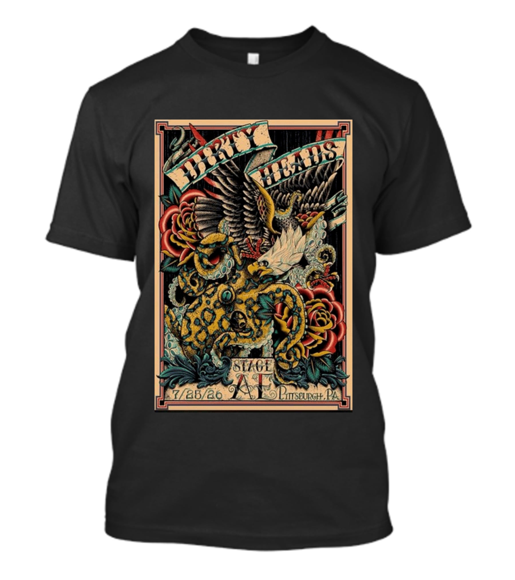 Dirty Heads Stage AE Pittsburgh July 25 2026 Concert Octopus Roses Eagle T-Shirt