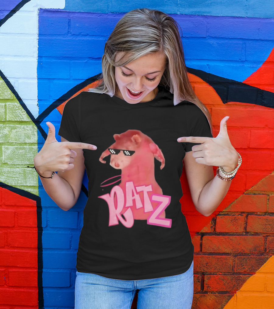 RATZ Muscular Pink Toned Rat Pixel Thug Life Sunglasses Bratz Doll T-Shirt