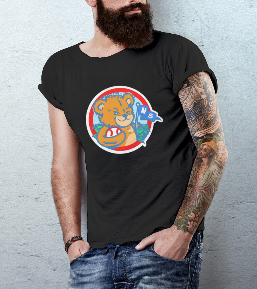 Teddy Bear Holding Baseball NS Pennant Circle T-Shirt