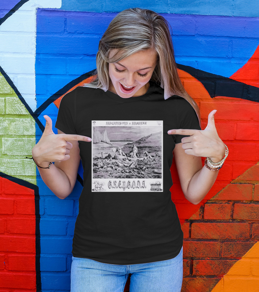 SUPREMEBOYZ X RAMIREZ G.R.E.Y G.O.D.S Album Cover Art PARENTAL ADVISORY Explicit Content T-Shirt