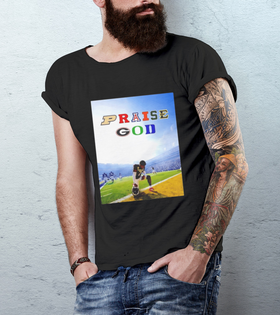 Texas AM Football Player No 7 Praise God Stadium Scene T-Shirt