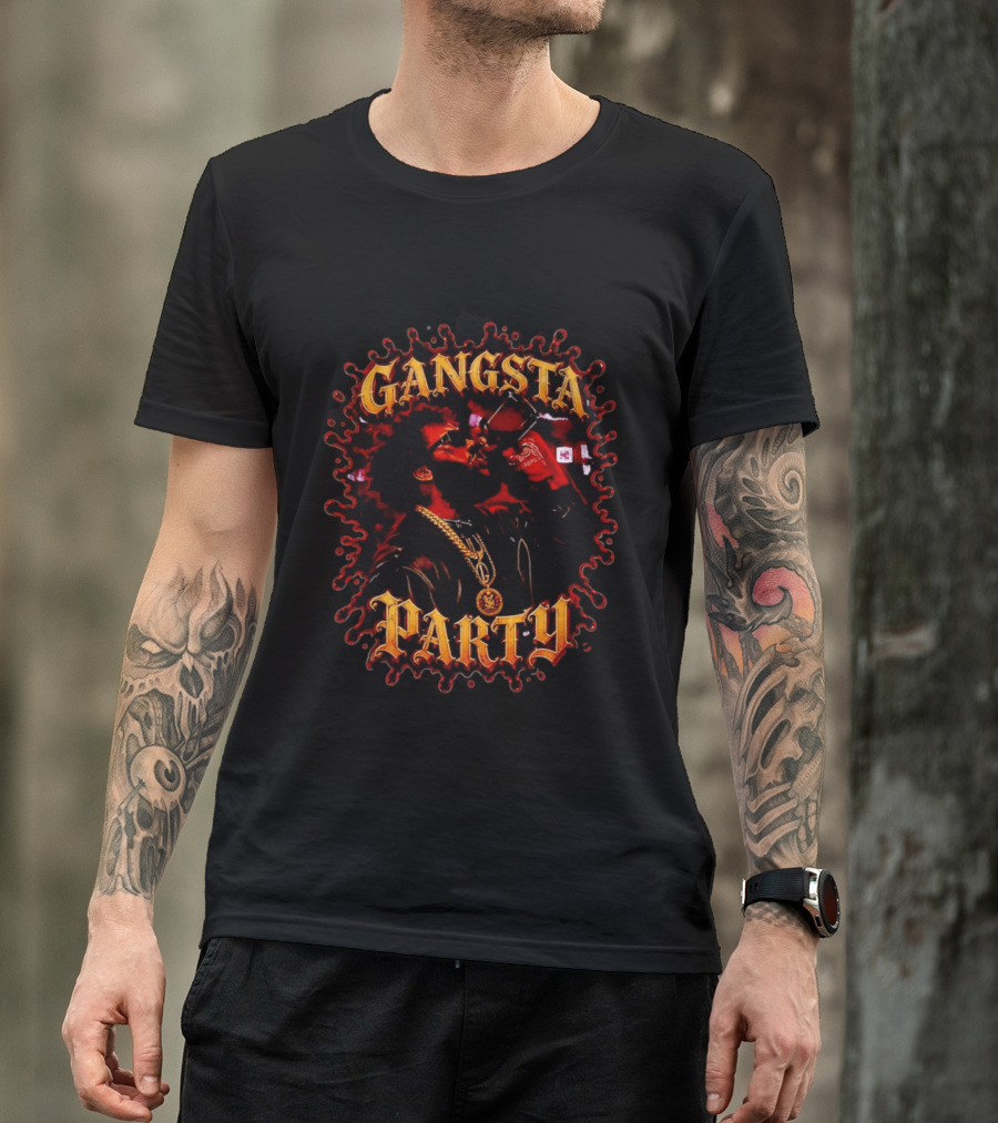 Gangsta Party Urban Hip Hop Streetwear Chain Drinking Scene T-Shirt