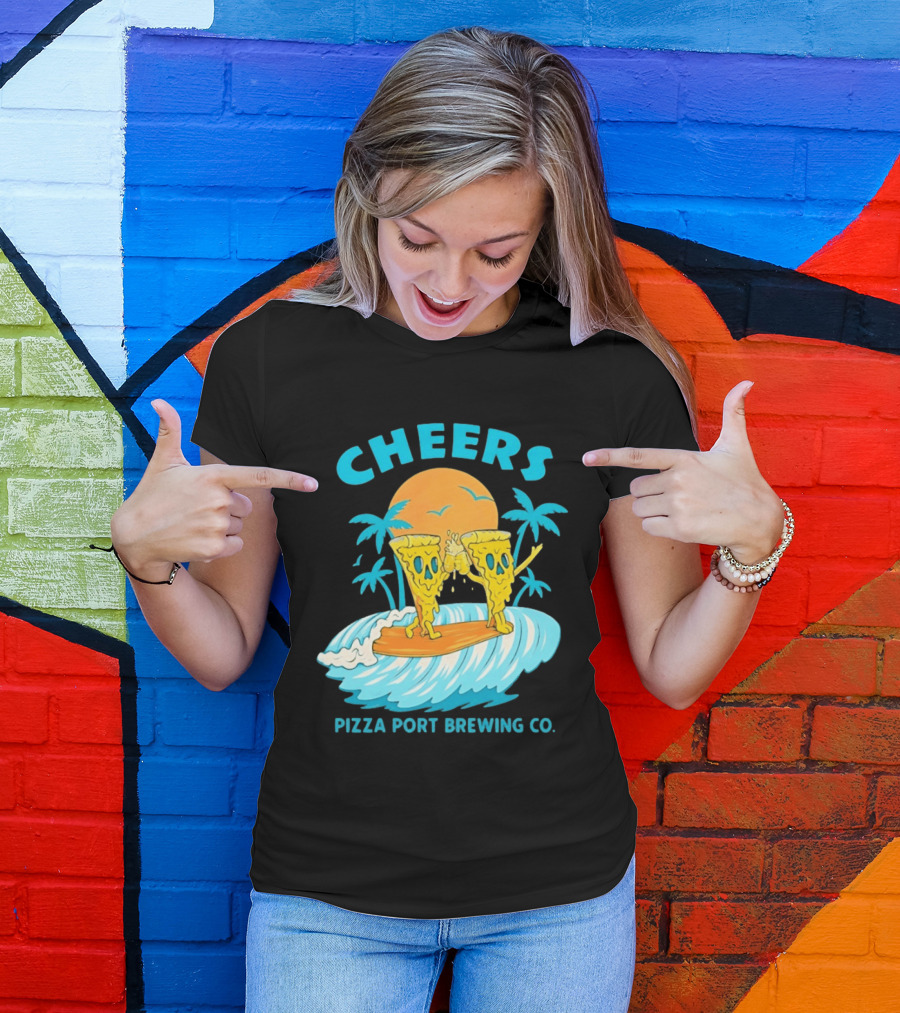 Pizza Port Brewing Co Cheers Surfing Pizza Wave T-Shirt