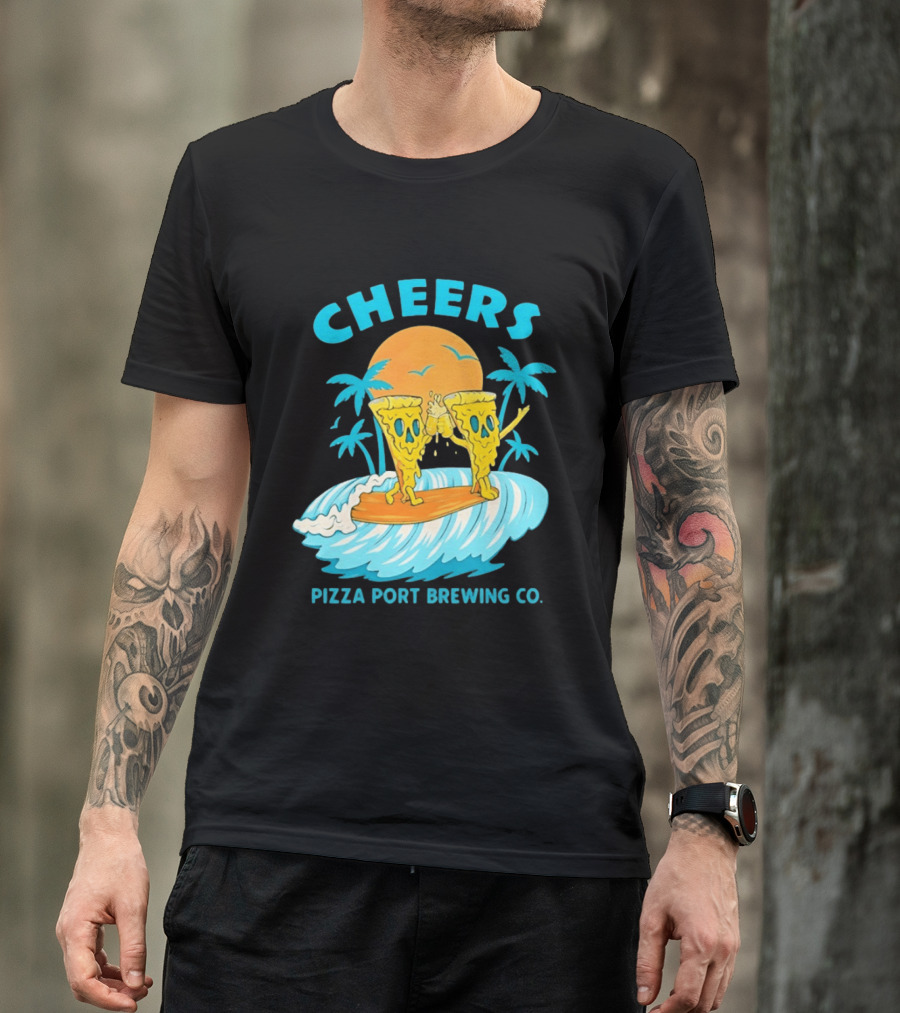 Pizza Port Brewing Co Cheers Surfing Pizza Wave T-Shirt