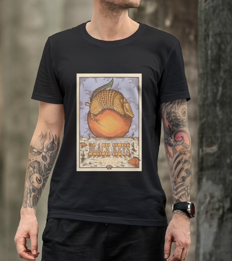 Black Keys Jul 25 2026 New Braunfels TX Armadillo Peach Cactus Desert Scene T-Shirt