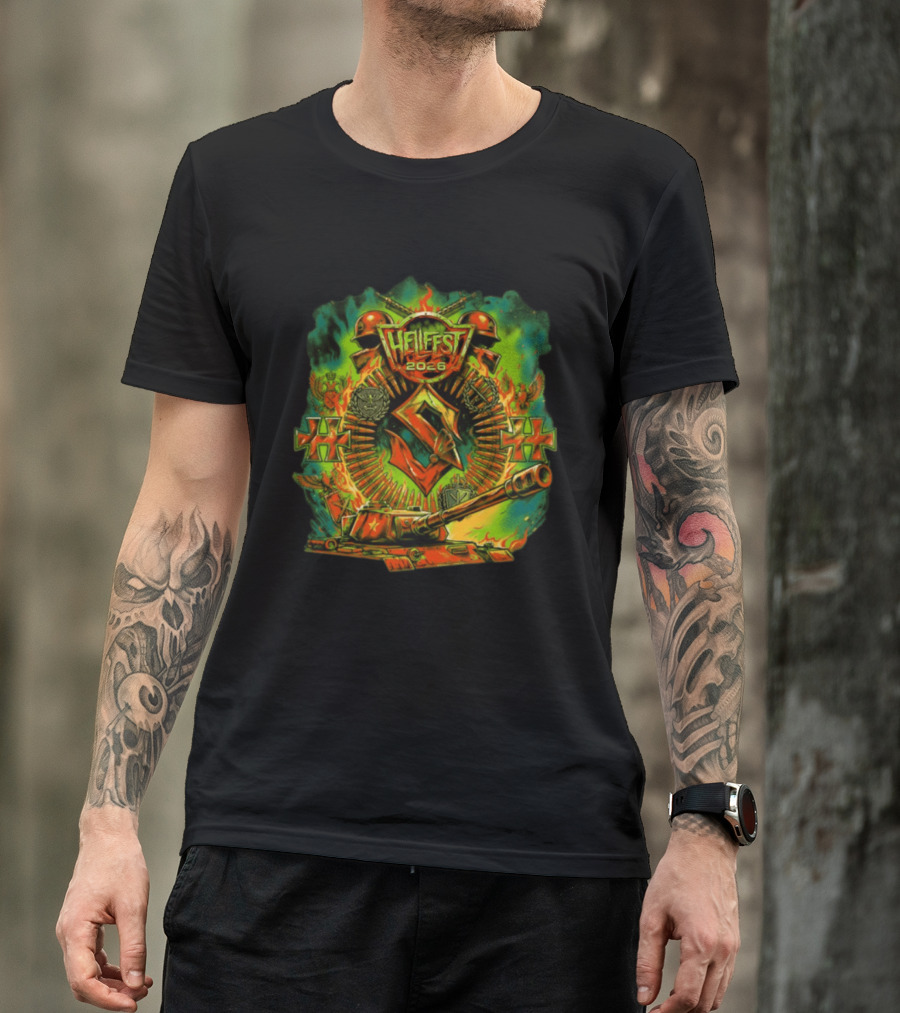 Sabaton Hellfest 2026 Event Flame Tank Skull Cross T-Shirt