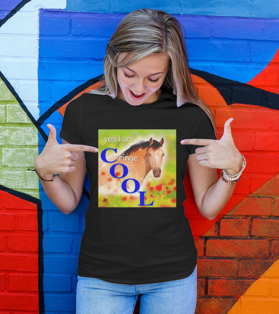 Yes I Am Cringe Cool Horse Meme Poppy Field T-Shirt