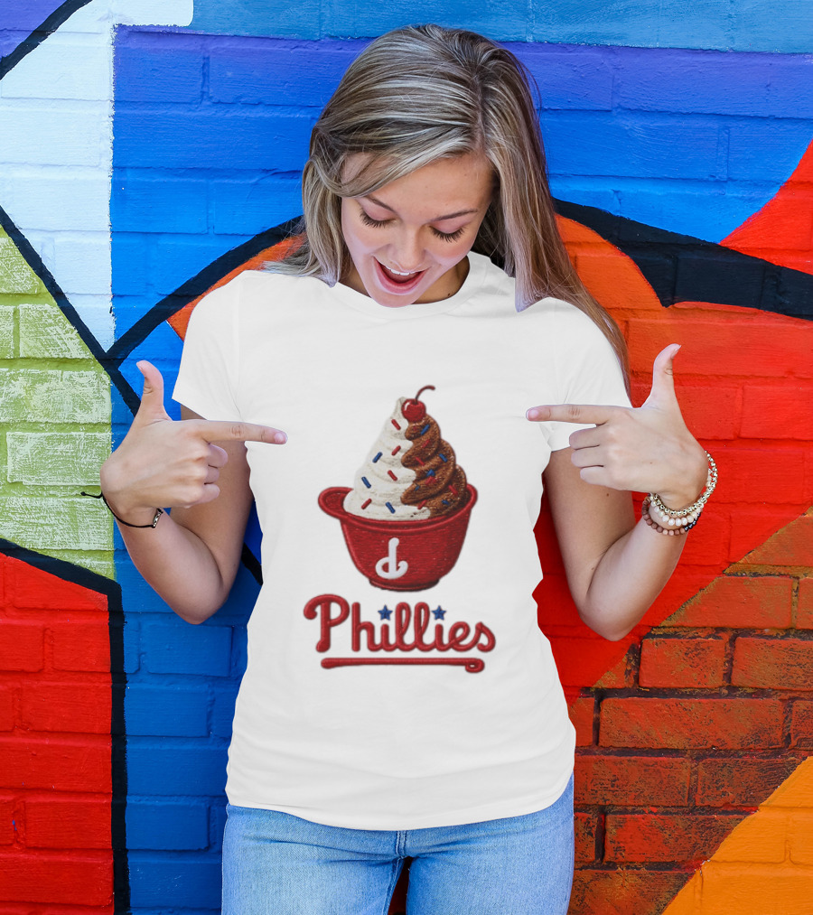 Philadelphia Phillies Ice Cream Sundae Embroidery Phillies T-Shirt