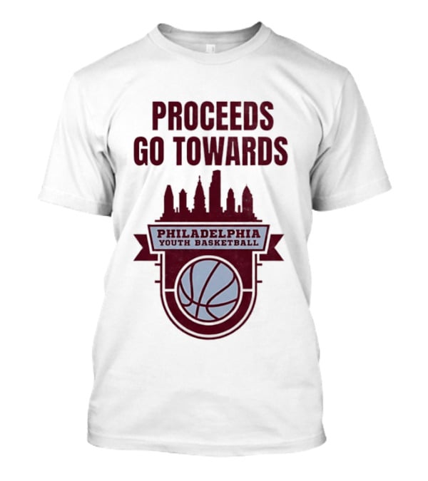 Philadelphia Youth Basketball Supporting Skyline And Ball T-Shirt