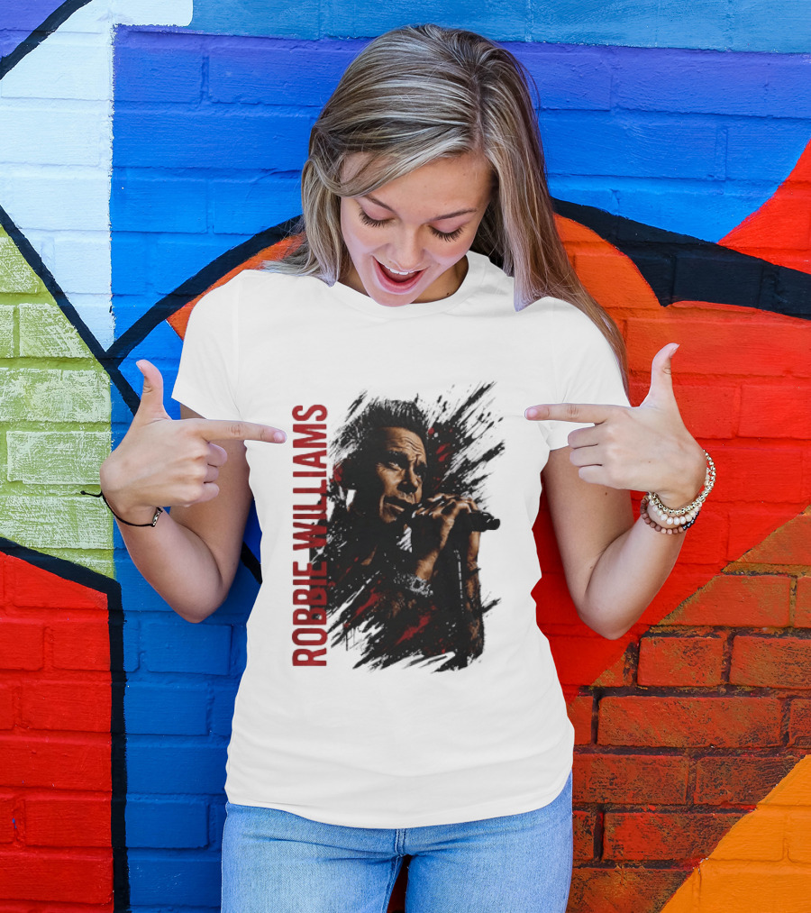 Robbie Williams Pop Star Singer Microphone Performance T-Shirt