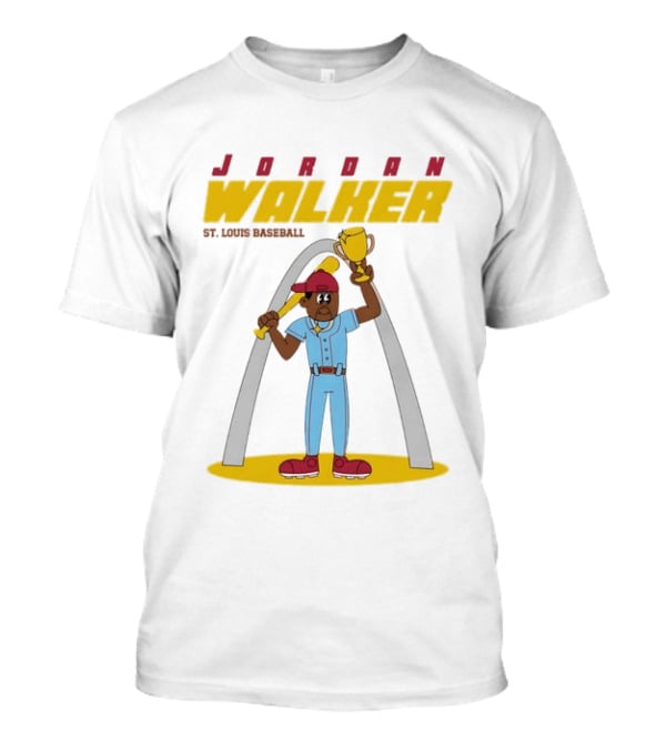 Jordan Walker St. Louis Cardinals MLB Cartoon Character With Trophy And Bat T-Shirt