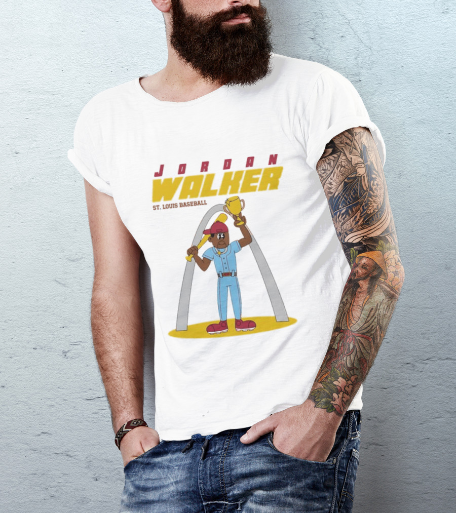 Jordan Walker St. Louis Cardinals MLB Cartoon Character With Trophy And Bat T-Shirt