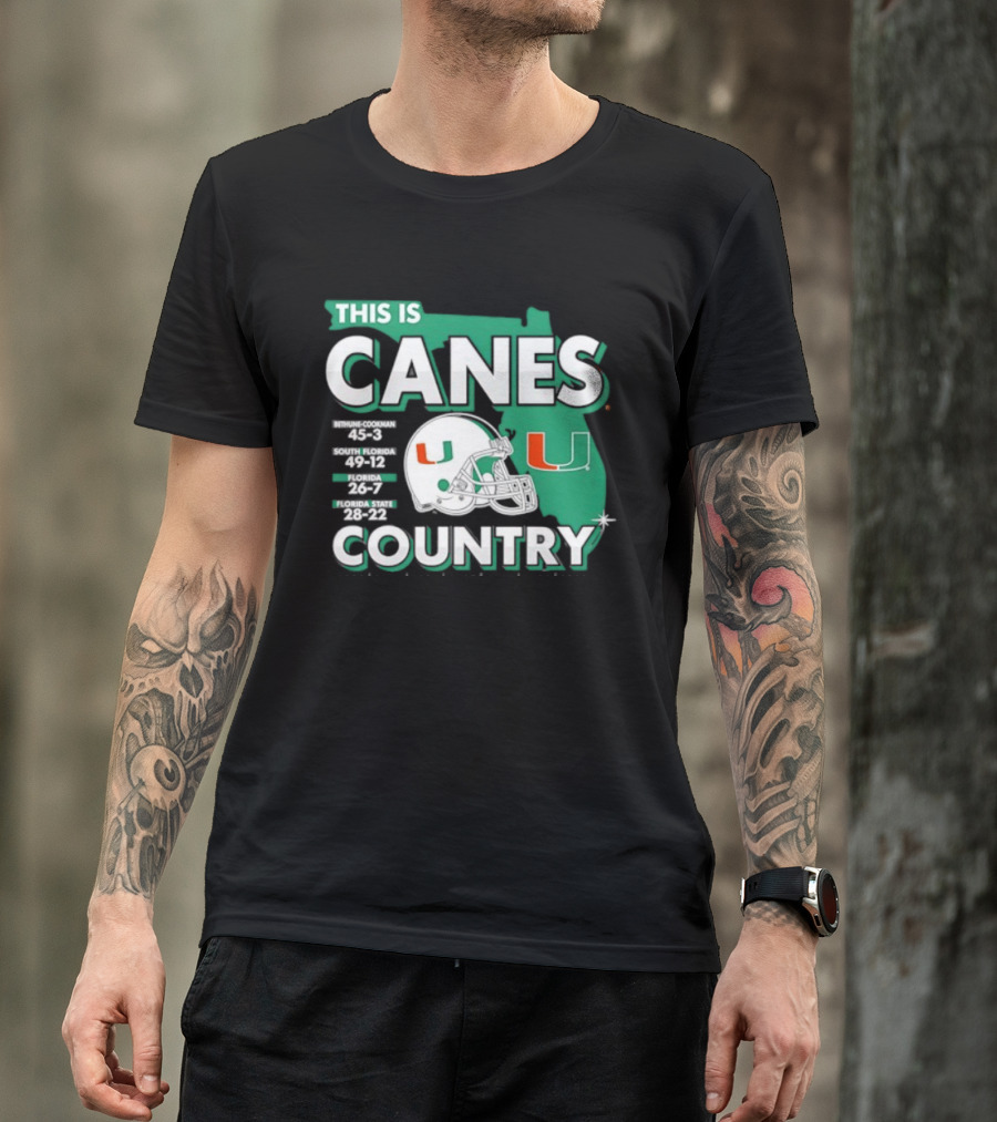This Is Canes Country Miami Hurricanes Florida Map University Of Miami Football Helmet T-Shirt