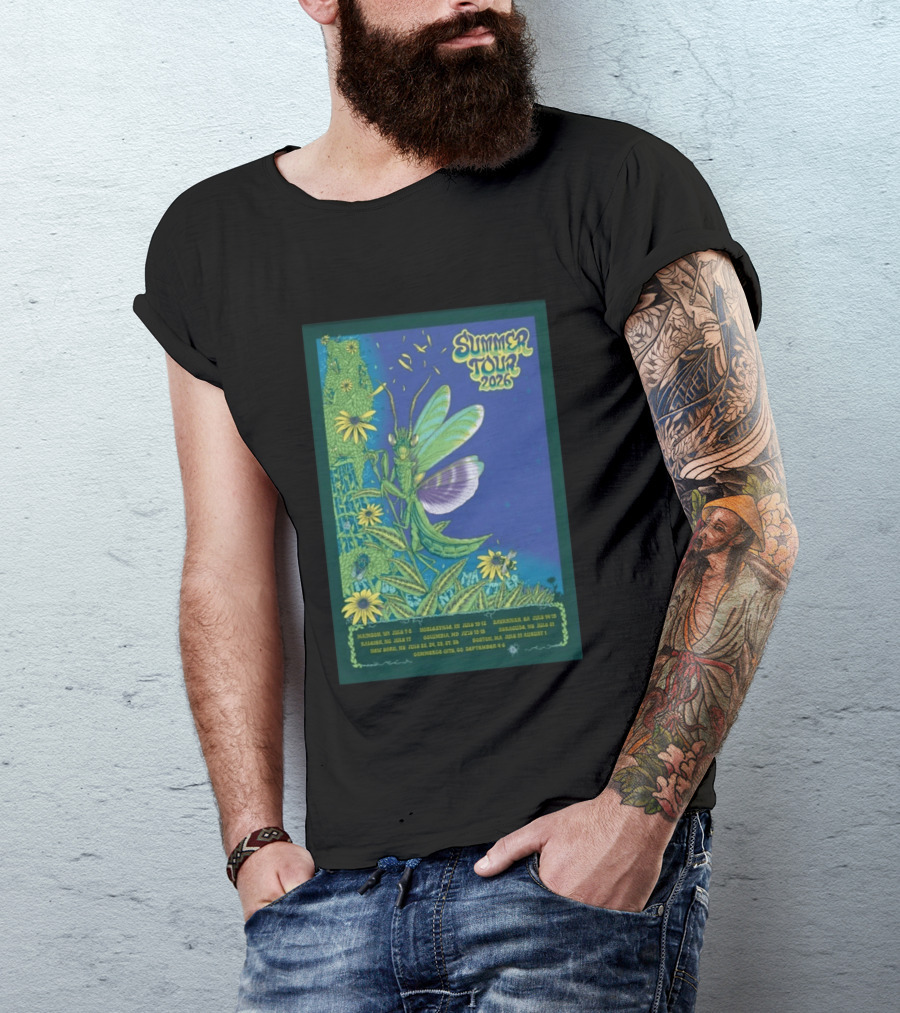 Phish Summer Tour 2026 Madison To Commerce City Dates Floral Grasshopper T-Shirt