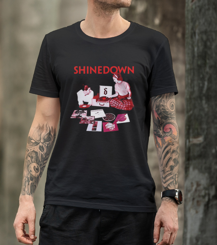Shinedown Vinyl Record Collage Retro Music Band T-Shirt